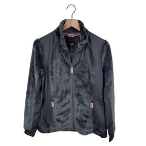 HKM Topas Fleece Jacket Grey Fuzzy Full Zip Equestrian Women's Size Medium